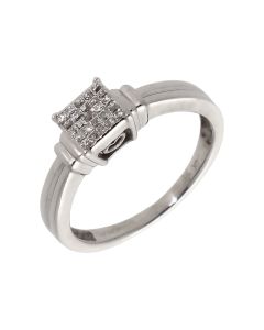 Pre-Owned 14ct White Gold Princess Cut Diamond Cluster Ring