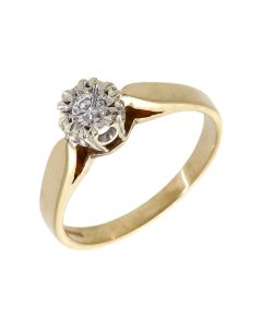 Pre-Owned 9ct Gold 0.10ct Illusion Set Diamond Solitaire Ring