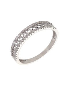 Pre-Owned 9ct White Gold Diamond Set Filigree Centre Dress Ring