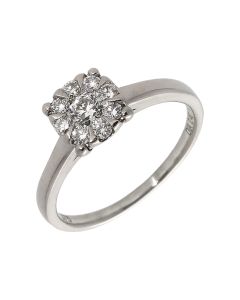 Pre-Owned 9ct White Gold 0.40 Carat Diamond Halo Cluster Ring