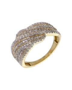 Pre-Owned 9ct Gold 1.00 Carat Diamond Multi Wave Dress Ring