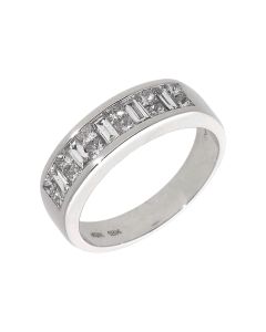 Pre-Owned 18ct White Gold Mixed Cut Diamond Half Eternity Ring