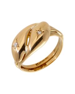 Pre-Owned 18ct Yellow Gold Diamond Set Double Snake Dress Ring