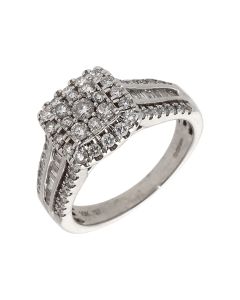 Pre-Owned 9ct White Gold 1.00 Carat Diamond Cluster Ring