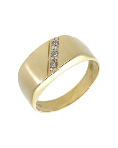Pre-Owned 9ct Yellow Gold Diamond Set Signet Ring
