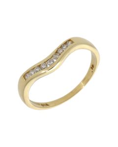 Pre-Owned 9ct Yellow Gold 0.15 Carat Diamond Wave Wishbone Ring