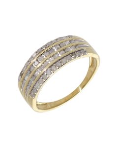 Pre-Owned 9ct Yellow Gold Multi Row Diamond Dress Ring