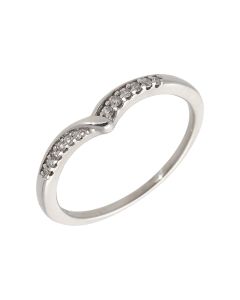 Pre-Owned 18ct White Gold 0.10 Carat Diamond Wishbone Ring