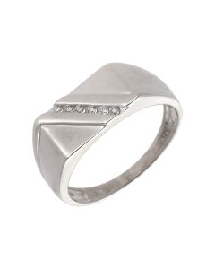 Pre-Owned 9ct White Gold Diamond Set Signet Ring