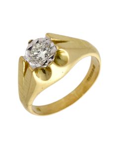 Pre-Owned 18ct Gold 0.47ct Diamond Solitaire Style Signet Ring