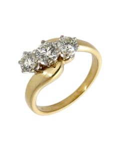 Pre-Owned 18ct Yellow Gold 1.00 Carat Diamond Trilogy Twist Ring