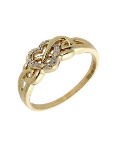 Pre-Owned 9ct Gold Diamond Set Infinity Heart Dress Ring
