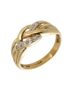 Pre-Owned 9ct Yellow Gold Diamond Set Woven Dress Ring