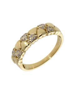 Pre-Owned 9ct Gold Diamond Set Double Row Hearts Dress Ring
