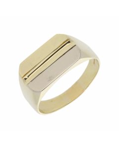 Pre-Owned 14ct Yellow & White Gold Signet Ring