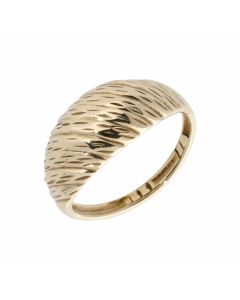 Pre-Owned 9ct Yellow Gold Patterned Domed Dress Ring