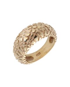 Pre-Owned 9ct Yellow Gold Patterned Domed Dress Ring