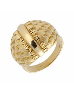 Pre-Owned 18ct Yellow Gold Patterned Domed Dress Ring