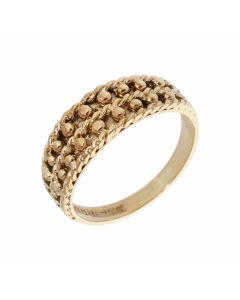 Pre-Owned 9ct Yellow Gold Double Row Beaded Dress Ring
