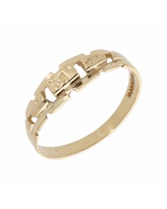 Pre-Owned 9ct Yellow Gold Textured Brick Link Dress Ring
