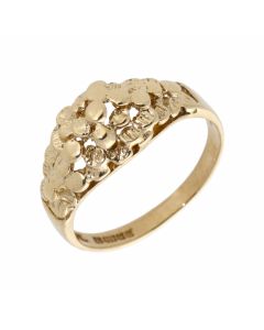 Pre-Owned 9ct Yellow Gold Textured Beaded Dress Ring