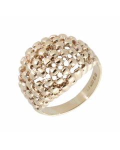 Pre-Owned 9ct Yellow Gold Domed Beaded Dress Ring