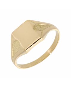 Pre-Owned 18ct Yellow Gold Patterned Shoulder Signet Ring