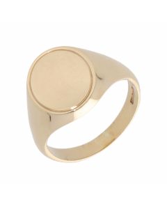 Pre-Owned 9ct Yellow Gold Framed Edge Oval Signet Ring