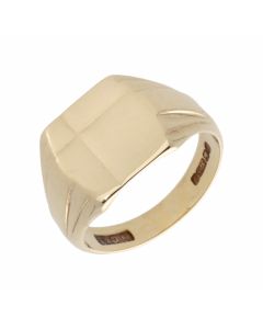 Pre-Owned 9ct Yellow Gold Cross Engraved Signet Ring