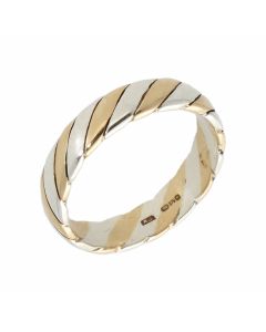 Pre-Owned 9ct Yellow & White Gold Twist Band Ring