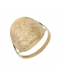 Pre-Owned 9ct Gold George & Dragon Curved Coin Style Dress Ring