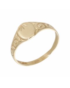 Pre-Owned 9ct Yellow Gold Childs Patterned Signet Ring