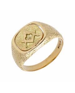 Pre-Owned 9ct Yellow Gold Masonic Reversible Signet Ring