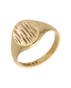 Pre-Owned 9ct Yellow Gold Barked Signet Ring