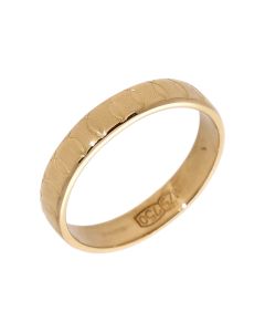 Pre-Owned 18ct Yellow Gold 3mm Patterned Wedding Band Ring