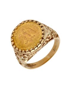 Pre-Owned Mexican Pesos Coin In 9ct Gold Ring Mount