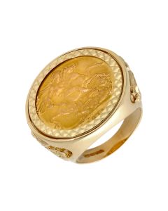 Pre-Owned 1911 Full Sovereign Coin In 9ct Gold Ring Mount