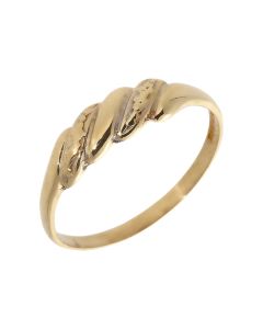 Pre-Owned 9ct Yellow Gold Part Patterned Wave Twist Dress Ring