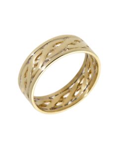 Pre-Owned 9ct Yellow Gold 6mm Celtic Style Woven Band Ring