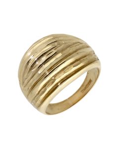 Pre-Owned 9ct Yellow Gold Domed Ridged Dress Ring