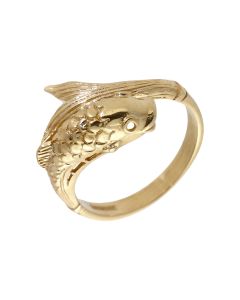 Pre-Owned 9ct Gold Wraparound Crossover Fish Dress Ring