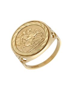 Pre-Owned 9ct Yellow Gold George & Dragon Coin Style Dress Ring