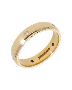 Pre-Owned 9ct Yellow Gold Diamond Set 5mm Wedding Band Ring