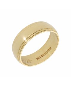 Pre-Owned 18ct Yellow Gold 6mm Edged Wedding Band Ring