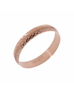 Pre-Owned 9ct Rose Gold 4mm Patterned Wedding Band Ring