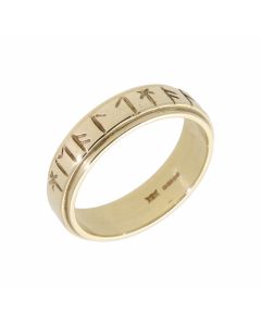 Pre-Owned 9ct Gold 6mm Hieroglyphic Engraved Band Ring