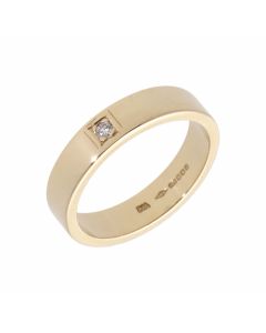 Pre-Owned 9ct Yellow Gold Diamond Set 5mm Wedding Band Ring