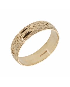 Pre-Owned 9ct Yellow Gold 6mm Patterned Wedding Band Ring