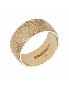 Pre-Owned 9ct Yellow Gold 8mm Barked Wedding Band Ring