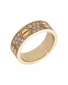 Pre-Owned 9ct Gold Cubic Zirconia Set Screw Design Band Ring